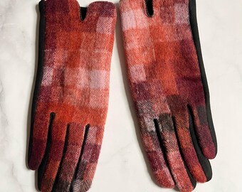 Orange /Black  Smart Touch Gloves. Warm Mittens, Women's Accessories