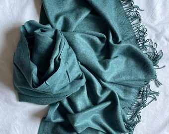 Green Wool Scarf, Large Shawl, Soft  Pashmina, Warm Wrap, Accessories