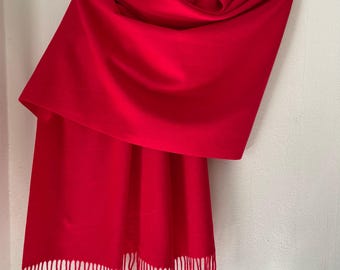 Bufanda de lana roja, chal grande, pashmina suave y cálida, accesorios