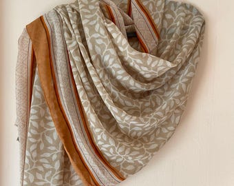 Beige  Cotton Scarf, Large Shawl, Soft Summer Wrap, Accessories