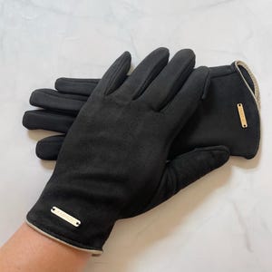 Black Autumn Gloves. Warm Mittens, Women&#39;s Accessories