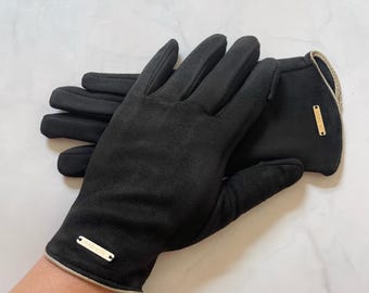 Schwarze Herbst Handschuhe. Warme Handschuhe, Damenaccessoires