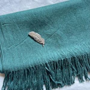 Schal Grün, Schal mit Pin, Wollschal Warm Wrap großer Schal weich Pashmina Damen Accessoires