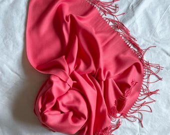 Bufanda de lana rosa, chal grande, pashmina cálida, abrigo suave, accesorios