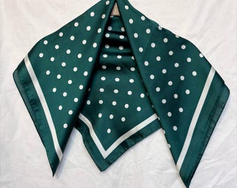 Green Silk Neck Scarf, Bandana, Square Shawl, Summer Wrap, Accessories