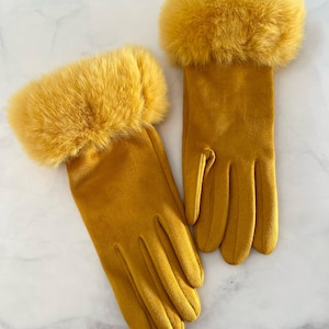 Yellow Smart Touch Gloves. Warm Mittens, Women's Accessories