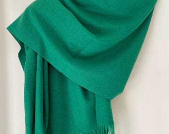 Green Emerald  Wool Scarf, Large Shawl, Soft Pashmina, Accessories