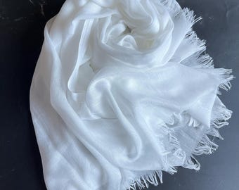 White Cotton Scarf, Large Shawl, Soft Summer Wrap, Accessories