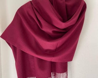 Burgunder Wollschal, großer Schal, weicher warmer Pashmina, Zubehör