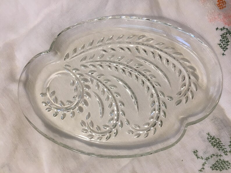 Set of 4 Federal Glass Snack/patio Set With Teacups Etsy