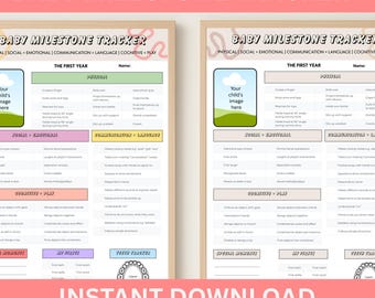 赤ちゃんの成長記録（印刷可能）：1歳児の発達チャート（PDF + Canva）