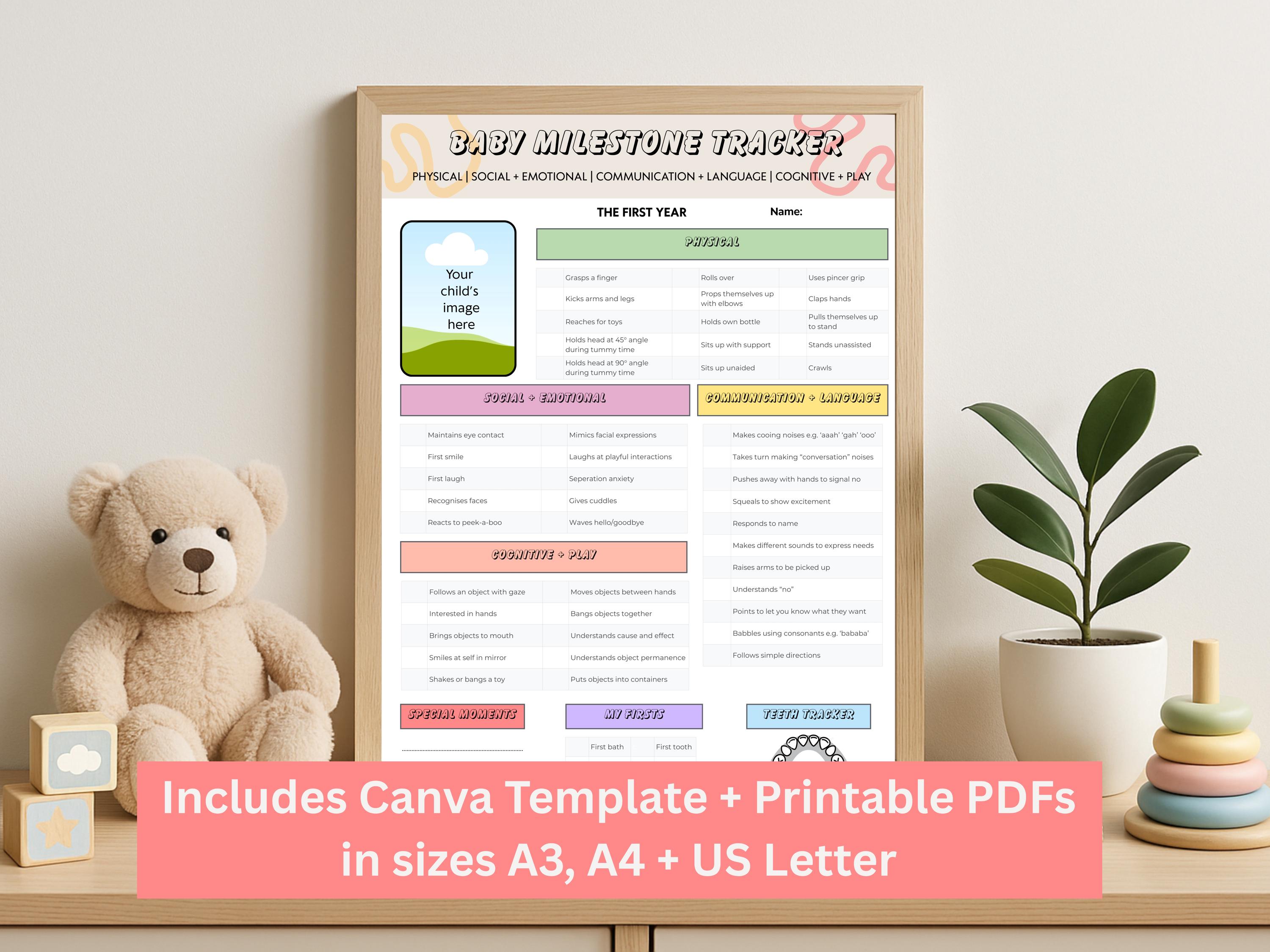 Baby Milestone Tracker Printable: Developmental First Year Chart (PDF ...