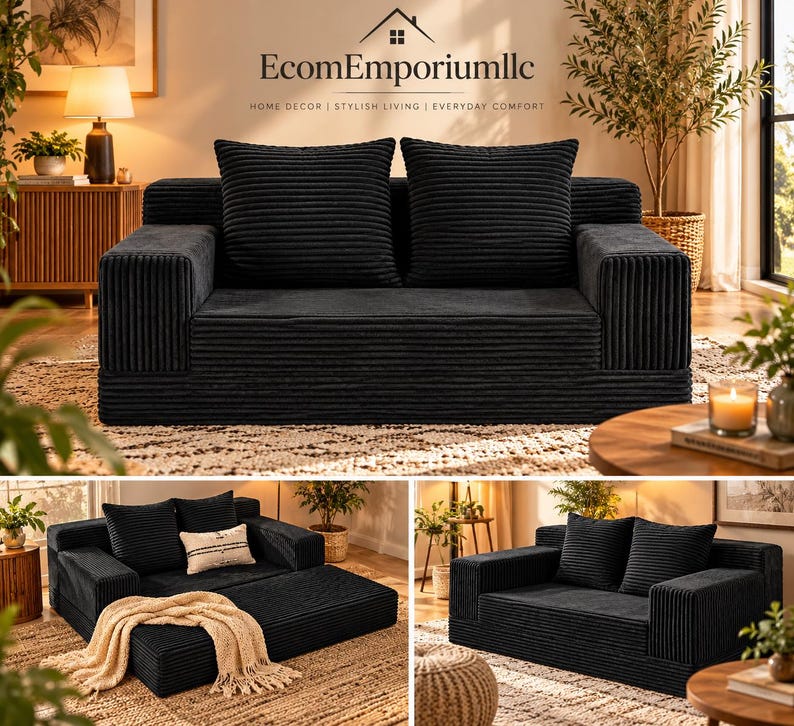 Two Way Sofa Convertible Sofa Bed With Two Seats | Corduroy Sofa | Modular Floor ...