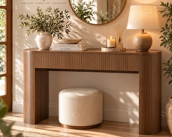 Wooden Console Table With Charging Station | Wood Console Table | Rustic Console Table | Entryway Console Table | Tall Console Table