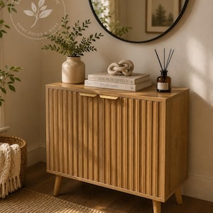 Fluted Storage Cabinet With Legs | Modern Storage Cabinet | Rustic Storage Cabinet | Entryway Cabinet | Living Room Cabinet| Kitchen Cabinet