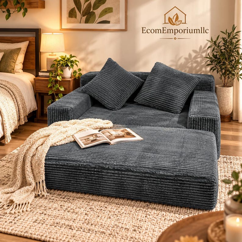 Two Way Sofa Convertible Sofa Bed With Two Seats | Corduroy Sofa | Modular Floor ...