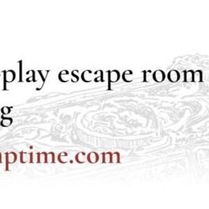 May include: Image features text: "A print-and-play escape room like no other." A gold star and the text "9/10 Rating" are also present. The website address "PnP Time - pnptime.com" is displayed in red text.