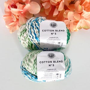 Lion Brand Cotton Blend No 5 yarn, bulky cotton acrylic boucle, 2 skein lot in Sunnydale color, Destash knit crochet craft gift