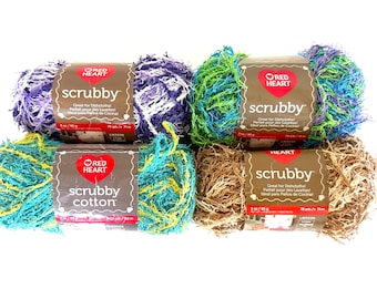 Red Heart Scrubby Garn in verschiedenen Farben und Fasern, Garnreste abbauen (Kammgarnstärke), Geschenkidee für Handarbeiten, Häkeln, Stricken und DIY