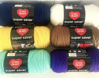 Red Heart Super Saver in choice of colors, Worsted weight acrylic yarn, knit crochet craft gift