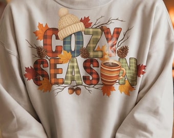 Cozy Season Png | Groovy Fall Png | Fall Plaid Png | Sweater Weather Png | Pumpkin Spice Season Png | Rustic Fall Png | Hello Fall Png