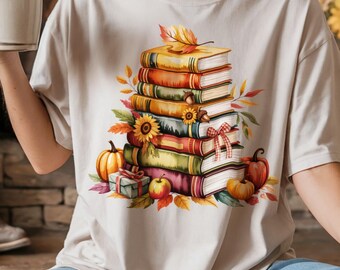Fall Book Stack png | Autumn Books png | Pumpkin Book Stack | Cozy Reading png | Book Lover Fall Sublimation | Sunflower Book png |