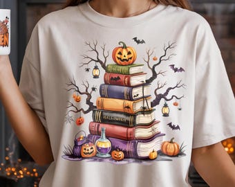 Halloween Book Stack png | Spooky Reading png | Book Lover Halloween | Teacher Halloween png | Spooky Book Halloween | Halloween Reading png