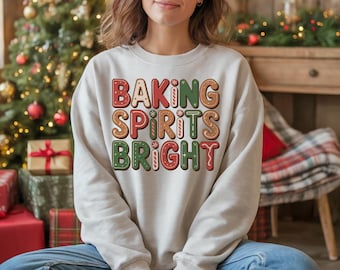 Christmas Baking Png, Gingerbread Png, Holiday Cookie Png, Christmas Shirt Png, Baking Spirits Bright Png, Christmas Saying Png, Festive Png