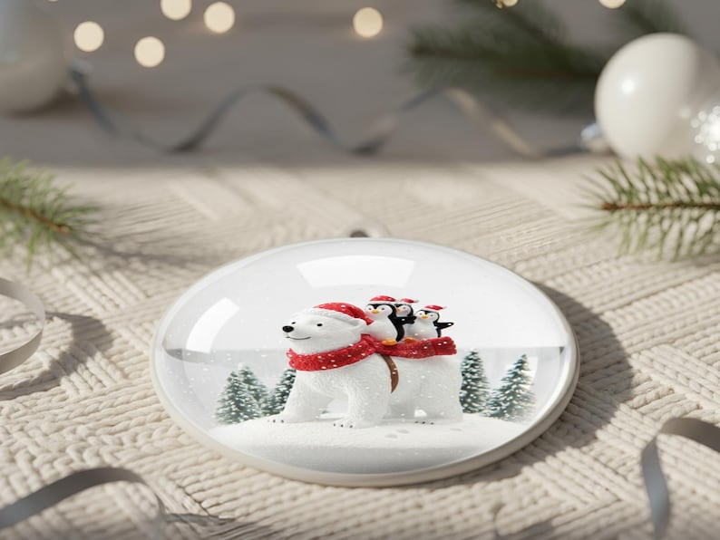 Polar Bear Snow Globe Png | Penguins Christmas Ornament Png | 3D Winter ...