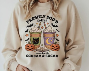 Halloween Coffee Png | Freshly Boo’d Coffee Png | Spooky Coffee Png | Pumpkin Spice Png | Jesienny Miłośnik Kawy Png | Uroczy Halloween Png