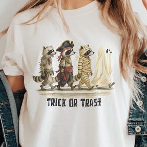 Trick or Trash Raccoon Png, Halloween Raccoon PNG, Halloween Shirt, Halloween Sublimation Design, Pumpkin Raccoon Shirt Png, Fall Png