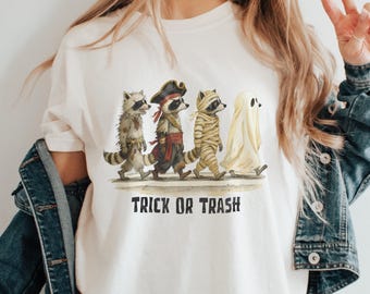 Trick or Trash Raccoon Png, Halloween Raccoon PNG, Halloween Shirt, Halloween Sublimation Design, Pumpkin Raccoon Shirt Png, Fall Png