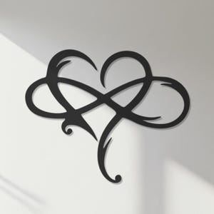 Infinity Heart Metal Wall Art | Elegant Love Symbol with Tribal Lines for Romantic Bedroom, Wedding Gift or Modern Couple’s Decor