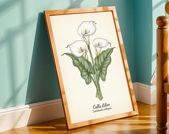 カラーリリーのボタニカルプリント – ヴィンテージ水彩画