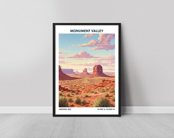 Tableau Toile Monument Valley Utah - Paysage Désert Américain - Encadré Prêt à Accrocher