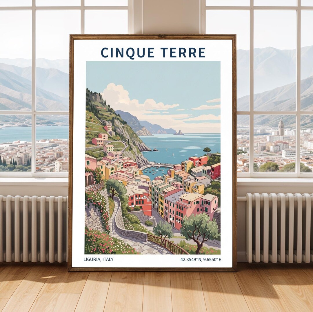 Cinque Terre Art Print, Italian Riviera Coastal Landscape - Etsy
