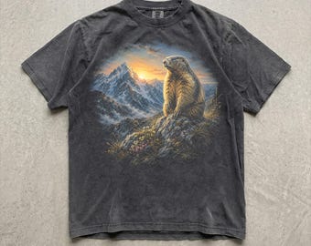 Camiseta de marmota, camiseta de fauna alpina, estampado de animales de montaña, regalo para amantes de la naturaleza de parques nacionales, camiseta vintage con estampado de fauna, regalo para amantes de la naturaleza
