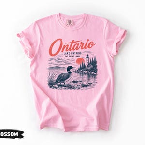 Lake Ontario Shirt, Vintage Loon Lighthouse Graphic Tee, Great Lakes Canada Wildlife Gifts, Ontario Souvenirs, Canadian Nature Lover Apparel image 5