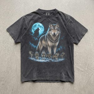 Vargskjorta, Vargflockgrafik-T-shirt, Vildliv-T-shirt, Månvargskjorta, Naturälskare-present, 90-talsdjur-T-shirt för män och kvinnor, djurälskare-present