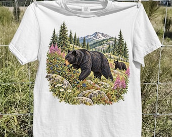 Vintage Black Bear Shirt, Retro Forest Wildlife Graphic Tee, Mountain Wilderness T-Shirt, Bear Lover Gift, Outdoorsy Comfort Colors Tee