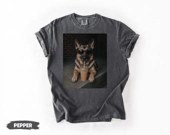 German Shepherd Iced Coffee Shirt, Funny Dog With Sunglasses Graphic Tee, Coffee Lover Gift for German Shepherd Mom and Dog Dads, Unisex Tee
