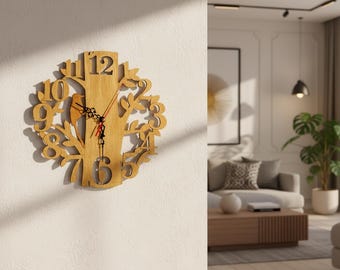 Wooden Bird Clock | Laser Cut Nature Inspired Wall Decor | Rustic UK Handmade Home Timepiece