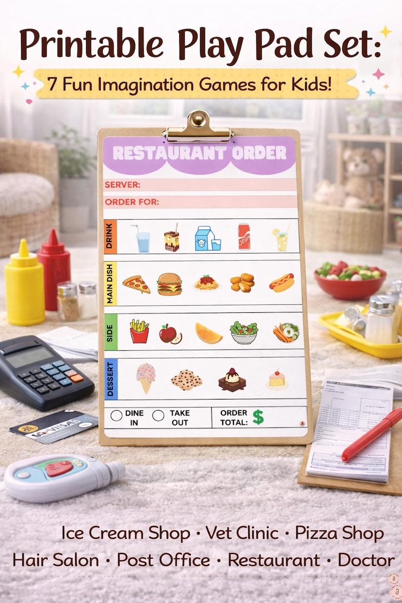 Cuaderno de juego de simulación para niños / 7 hojas de actividades imprimibles (descarga digital) / Diversión en silencio / REGALO GRATIS con la compra imagen 8