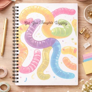 Wiggly Worms notitieboek met spiraal | Kleurrijk gelinieerd dagboek