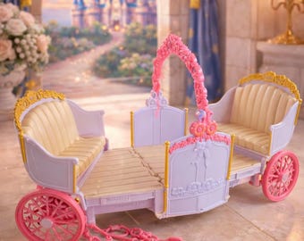 Cochecito vintage de Barbie, Mattel 2005, rosa y blanco – coche de princesa con asientos – accesorio de colección para muñecas