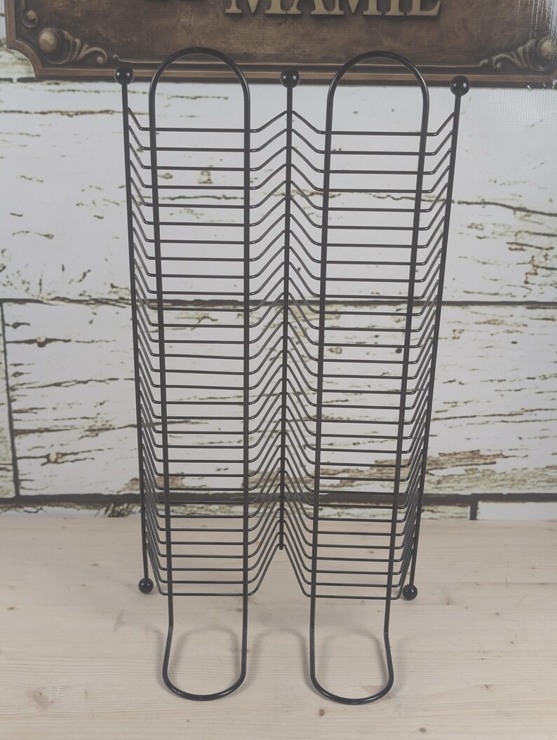Vintage Black Metal CD Rack – Vertical CD Storage – Holds 60 Cds ...