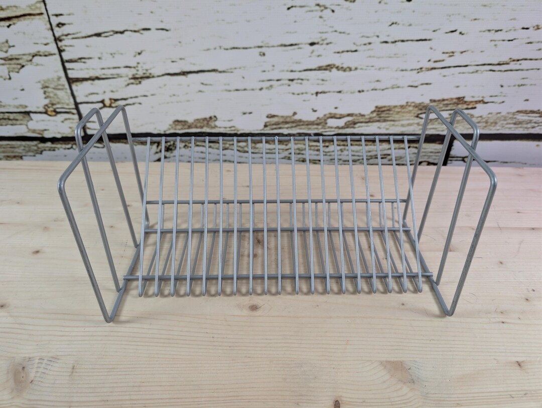 Vintage Gray Metal CD Rack | 20 CD Storage | Wire Shelf | Office or ...