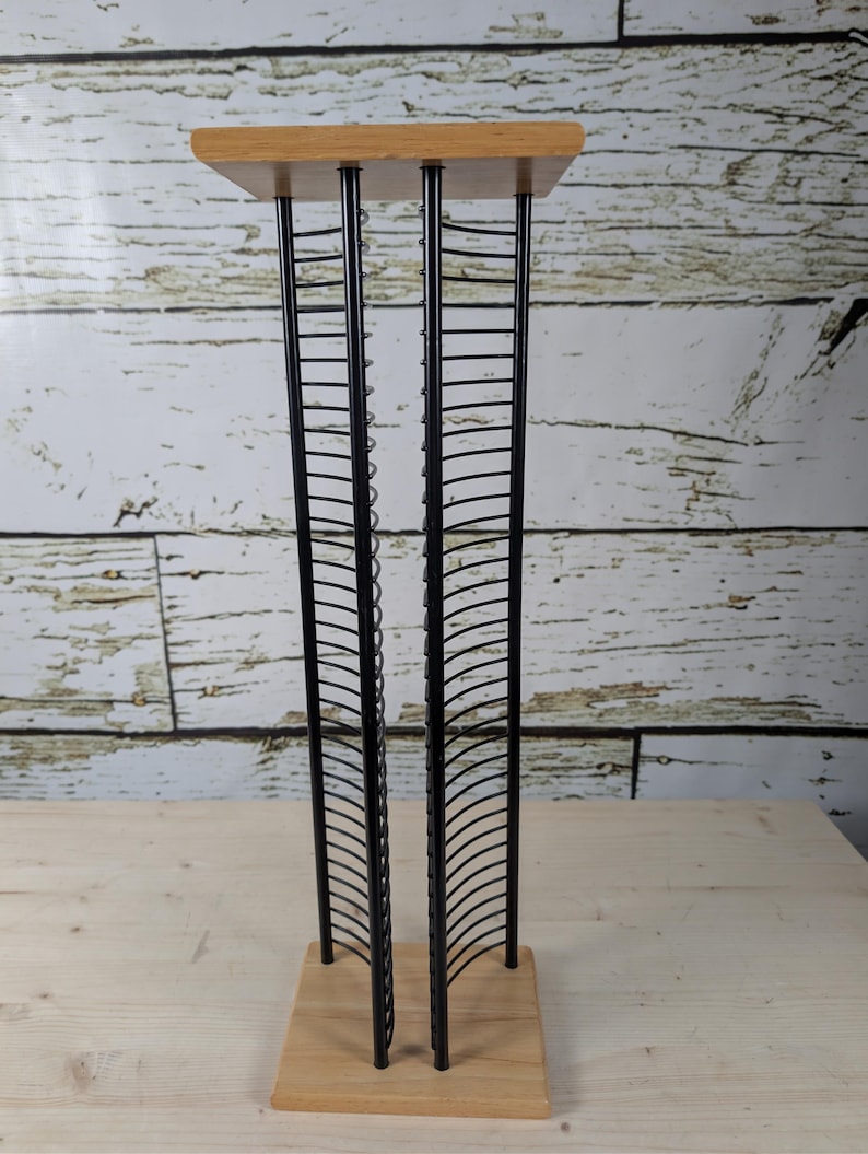 Cd Filling Rack Vertical CD Rack in Wood and Black Metal | Modern CD Storage | Designer ...