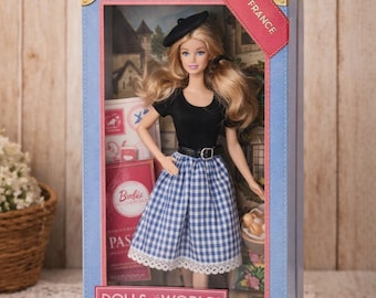 Barbie Francia Muñecas del Mundo Nueva Caja Original Etiqueta Rosa Colección Mattel Muñeca Estilo Vintage París