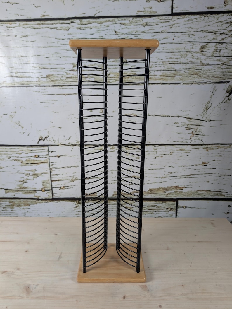 Vertical CD Rack in Wood and Black Metal | Modern CD Storage | Designer ...